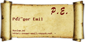 Páger Emil névjegykártya